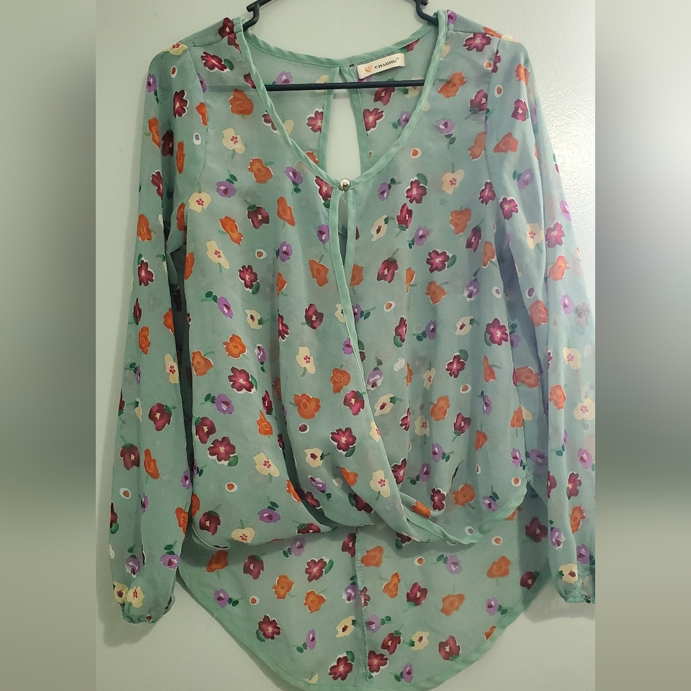Chaohu sheer floral blouse